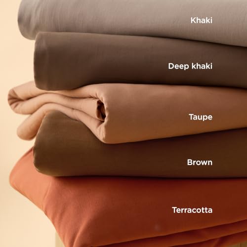 Image of Bedsure Prewashed Duvet Cover King, Cotton-Like Bedding Set, Terracotta | Ultra Soft, Relaxed Texture, 104 inchx90 inch Breathable Comfort, Hidden Zipper, 8 Corner Ties, Easy Care, OEKO-TEX, Year-Round Use