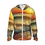 Photo Gallery wsoihfec giacca con cappuccio da uomo upf 50+, con protezione solare, leggera, a maniche lunghe, con onde, tramonto e sole, nero, m Photo Gallery wsoihfec giacca con cappuccio da uomo upf 50+, con protezione solare, leggera, a maniche lunghe, con onde, tramonto e sole, nero, m