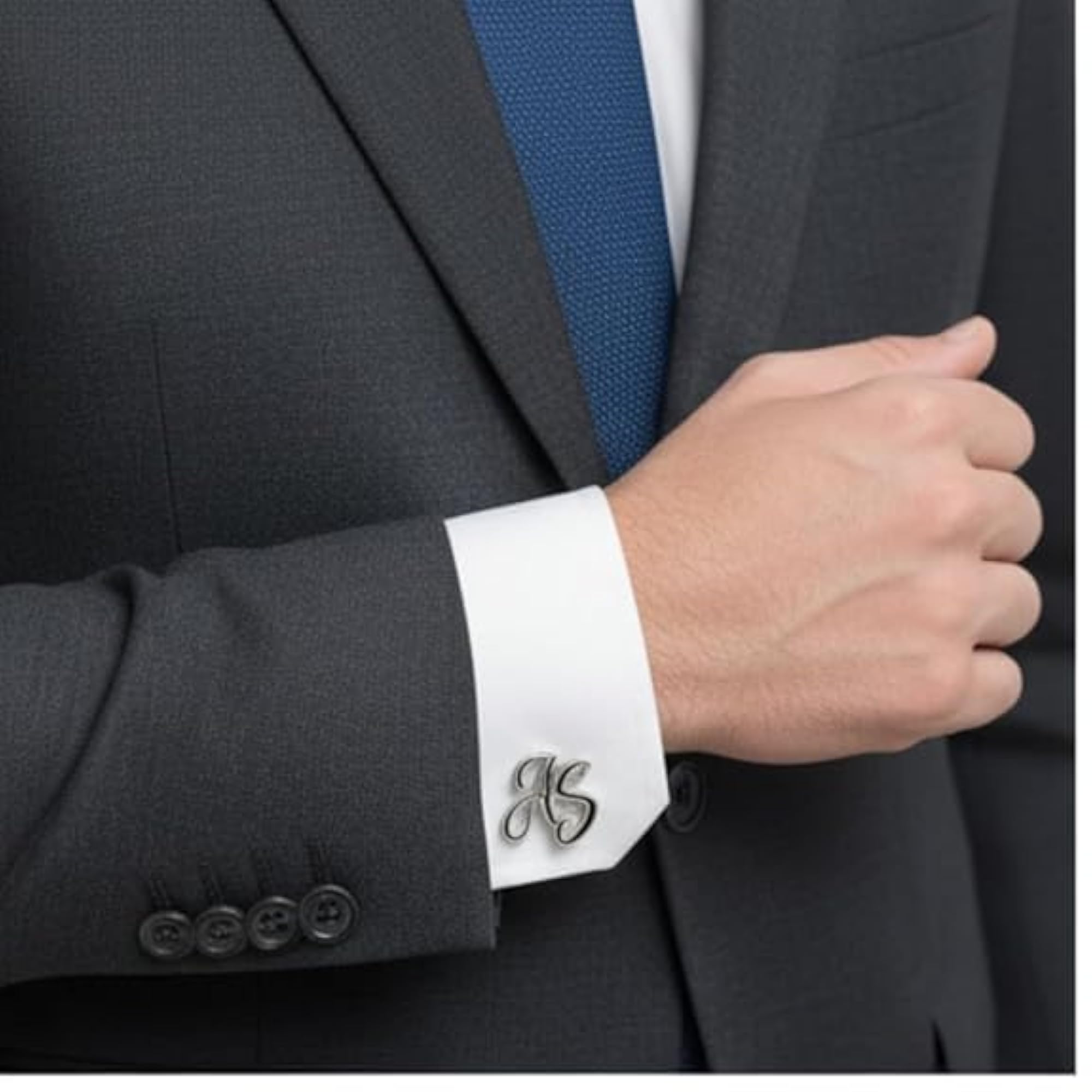 Men's Personalized Enamelled Cut-Out Initial Name Cufflinks