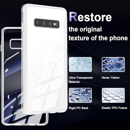 Image of Case for Samsung Galaxy S10, Military Grade Drop Protection Phone Case, Yellowing Resistant, Anti-Scratch Hard PC Back, Shockproof Hard Ultra-Thin Protective Cover, Clear