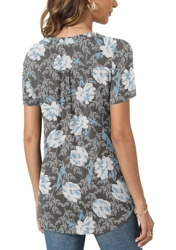 Bestbee Women's Summer Tops Short Sleeve Tunics Dressy Casual Blouses Henley Neck Button-Down Shirts - Image 4