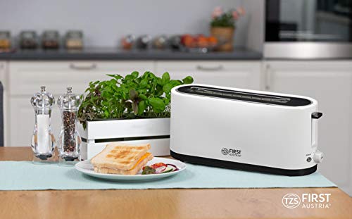 TZS First Austria Toaster, weiß, 7 Stufen, Warmhalte- und Auftaufunktion, inkl. Krümelschale – Bild 3