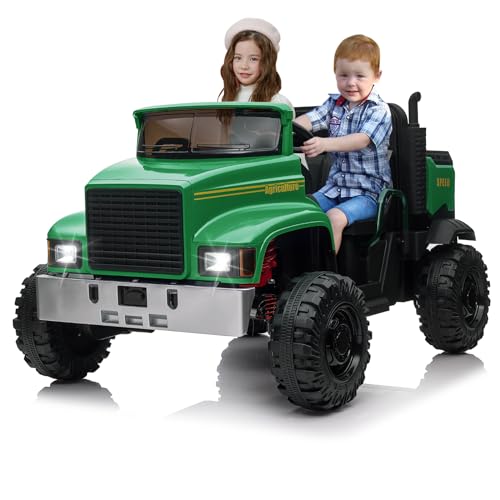 24V Ride On Car with Remote Control, Electric Utv Electric Car for Kids with Dump Bed, 24V Kids Electric Car, 4WD Power 4x200W Motors, 4xSpring Suspension, 3 Speeds, 2 Seater, Green