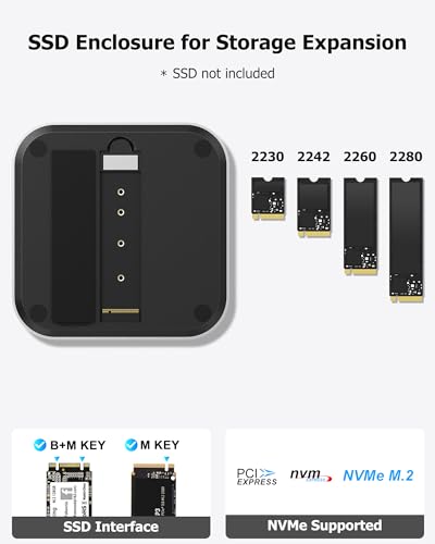 Image of Mac mini M4 Dock with NVMe SSD Enclosure, 40Gbps 8TB SSD Support, 10-in-2 USB-C Hub with 2xUSB-A, USB-C, 10Gbps, 2xUSB-A 5Gbps, HDMI, DP, SD /TF Reader, Magnetic Cover