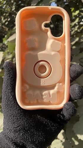 Image of Back Cover Compatible with iPhone 17 Soft Silicone 3D Cute Cartoon with Holder Full Protective Case for iPhone 17 (Bear)