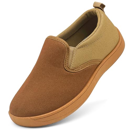 Toddler Kids Wide Barefoot Shoes Girls Boys Minimalist Slip On Canvas Sneakers Lightweight Casual Walking Shoes Fit Naturally Zero-Drop Sole