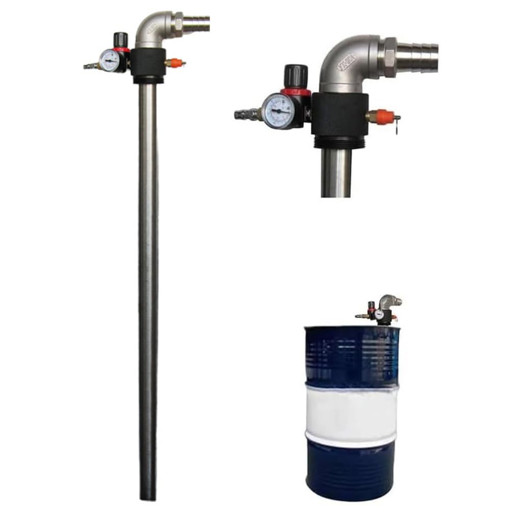 Air Operated Oil Transfer Pump, Stainless Steel Pneumatic Chemical Pump, Special Liquid Pump for 200 Liter Barrels, 40-50L/min Large Flow, for Transport Diesel, Engine Oil, Hydraulic Oil