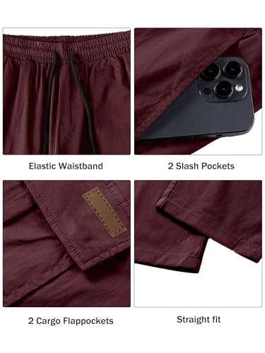 Image of Comdecevis Men's Casual Cargo Pants Workout Joggers Stretch Sweatpants Hiking Drawstring Tactical Pants with Multi Pockets