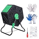 BBBuy Compost Bin Tumbling Composter Rotating w/Sliding Doors Compost Bin, Single Chamber Heavy Duty Outdoor Gardening Composting Tumblers Garden Yard (18.5 Gallon, Black)