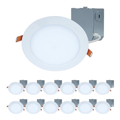 HALO HLBE 6 in Canless LED Recessed Downlight 12-Pack, 3000K, 900 Lumens, Wet Rated, Ultra-Slim for...