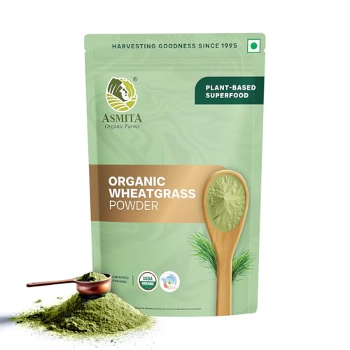 Image of Asmita Organic Farms Organic Wheat Grass Powder 100g | USDA Certified Organic | Natural Energy Booster | Supports Immunity, Detox & Digestion | Superfood Powder for Smoothies & Juices