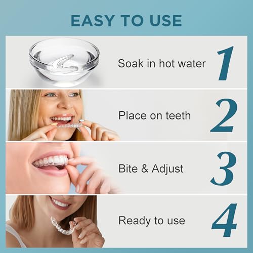 Image of Mouth Guard for clenching Teeth at Night: Night Guards for Teeth Grinding Mouthguards for Grinding of Teeth Custom Fit for Nighttime Protection - 4 Pack with 20 Cleansing Tablets