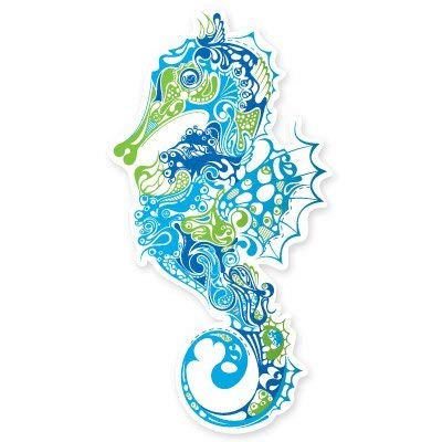 Carframes18 Seahorse Fancy Design Vinyl Sticker - Car Window Bumper Laptop Bumper Sticker Decal