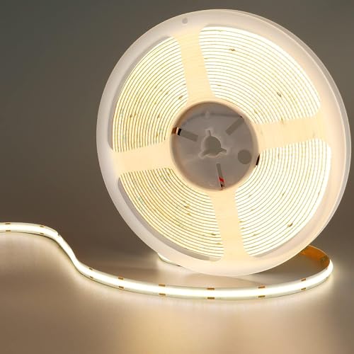 Image of 16.4FT /5M COB Flexible LED Strip Light DC12V /24V 528leds /m Bendable Tape (12V, Natural White)