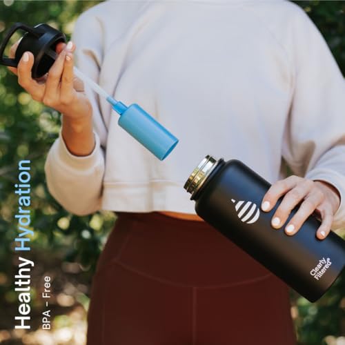 Clearly Filtered Water Bottle | Removes 220+ Contaminants, Double-Wall Insulated Stainless Steel, BPA/BPS Free, Phthalate Free, Filters Flouride Lead Chlorine (32oz, Evergreen)