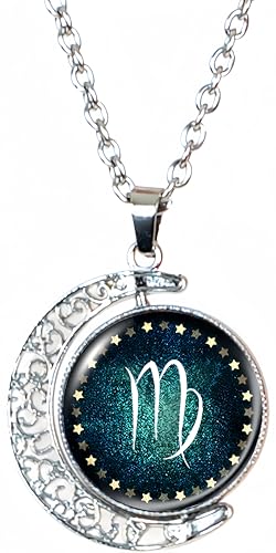 DEQIYIJI Birthday Gifts For Women Men Zodiac Sign Moon Pendant Necklace Jewelry Astrology 12 Constellation Horoscope Stuff