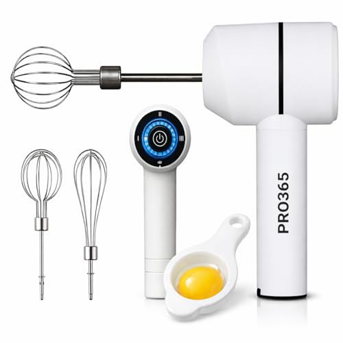PRO365 Wireless Electric Hand Mixer | 3-Speed Rechargeable Cordle...