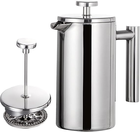 Stainless Steel French Press Coffee Maker – Double-wall insulated carafe with 45% OFF!