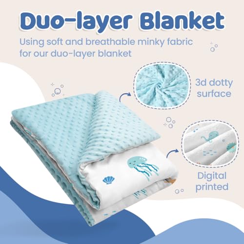 Image of SANDJEST Sea Animal Minky Blanket 30 x 40 Inches, Gift for Christmas Birthday