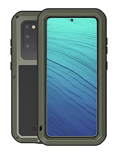 Coque Samsung S20 5G Love Mei en métal vert armée avec verre trempé