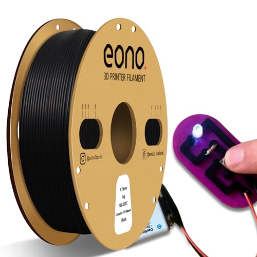 EONO Leitfähiges TPU Filament 1,75 mm, Elektrisch Leitendes TPU Flexibles Weiches Filament, 1 kg (2,2 Pfund), Maßgenauigkeit +/- 0,03 mm für FDM Drucker, Schwarz