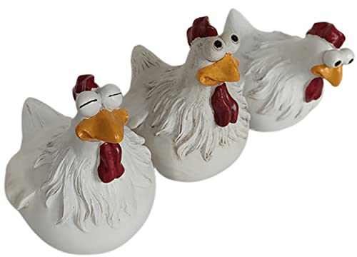 Euiroet Chicken Fence Decoration Funny Farm Sculpture Chicken Decorations For Home Garden Stairs 3 Chickens A Set Farm Patio Backyard, Resin Craft Chicken Wiht Garden Figurine Statue #TOP6
