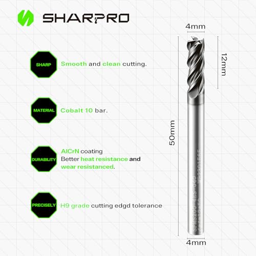Image of 4mm Shank End Mill Set 4mm Cutting Dia. 4 Flutes AlCrN Coated Carbide Square CNC End Mills, Apply for Alloy Steel, Stainless Steel, and Various Cast Iron (5PCS)