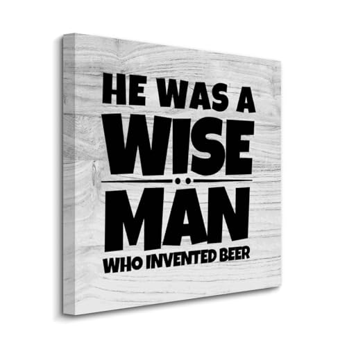 Lienzo decorativo Yelolyio 20x20 cuadro con frase de cerveza para pared de salon y cocina
