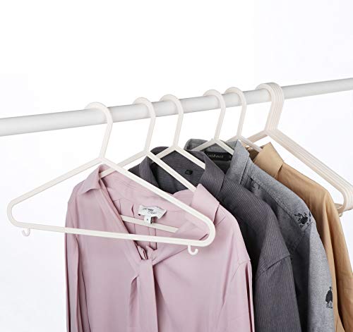ilauke Premium Kleiderbügel 50 Stück Beige Anzugbügel aus Kunststoff mit Haken,Haltbare Antirutsch kleiderbügel platzsparend Entwickelt für Kleidung Anzüge, Jacke, Hose, Mäntel, Shirts,37CM Breit