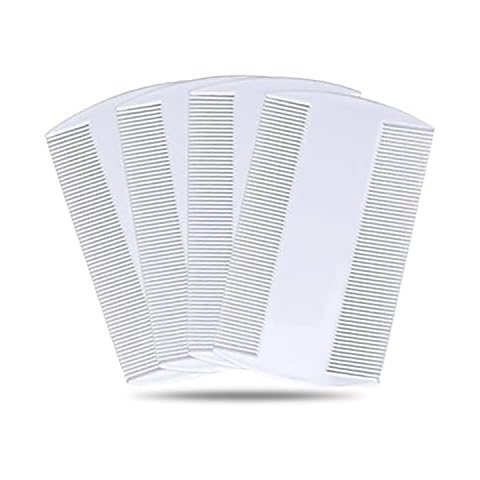 4 Piece White Fine Tooth Nit Combs Double-Sided Detection Removes Head Lice From All Types of Hair Headlice Dog Flea Comb for Pets, Adults and Kids Cover
