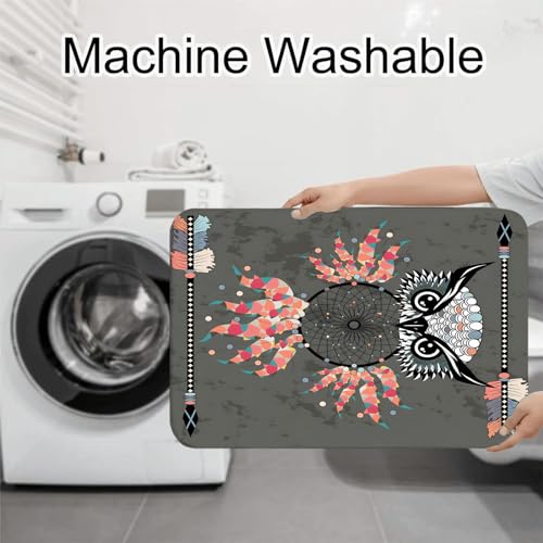 Badezimmerteppich Set Traumfänger und Eule Badgarnitur 3 Teilig Mikrofaser Badematten Set rutschfest U FöRmige Duschvorleger Super weich, Schnell Trocknend WC-Garnitur Teppich – Bild 8