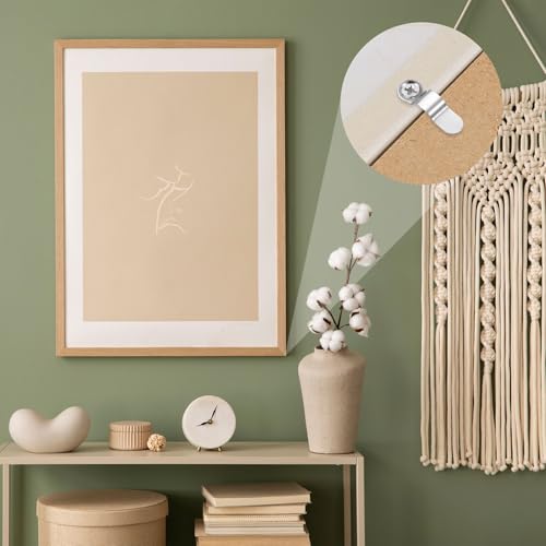 Image of uxcell 100Pcs Picture Frame Turn Button, Frame Backing Fasteners with 100Pcs Screws, Frame Hardware Clips for Hanging Pictures Photos Posters, Silver