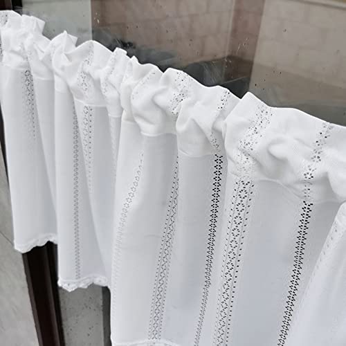 Cortinas transparentes tipo cenefa con bordado floral clásico para el hogar 8