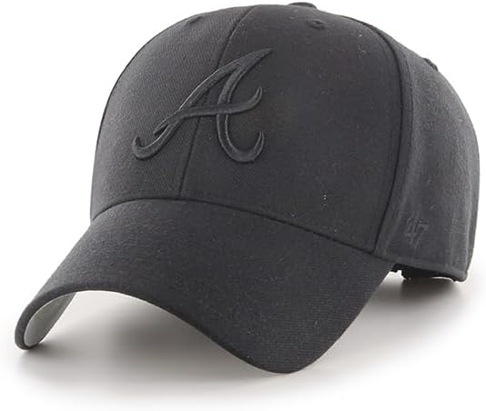 47 Brand MLB Black Black Primary Logo MVP Adjustable Structure Baseball Cap Hat, Adult One Size Fits All