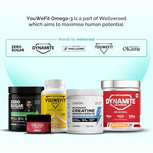 YouWeFit Triple Strength Omega 3 Fish Oil Capsules - 30 Soft Gels With 540mg EPA & 360mg DHA To Support Heart & Joint Health | Omega 3 Supplement 1250mg