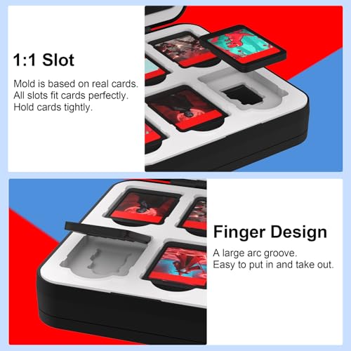 Image of QuoLumPIA 48 Game Card Case Compatible for Nintendo Switch 2 /OLED /Switch /Switch Lite, storage 48 Game Cards & 80 Micro SD cards, Black, hard shell, magnetic closure, soft silicone linning