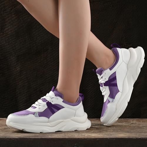 Image of Centrino Women Chunky Sneaker | Cushioned Insole for Comfort | Stylish Lace-Up Design | Perfect for Casual Shoe for Girls (A6845)
