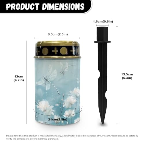 Image of Dragonfly Light for Prayer Cemetery Solar Lights for Grave Cemetery Decor Candle Lamp Waterproof Solar Power Light Eternal Lights for Graves Cemetery Memorial Gift 2 Pcs
