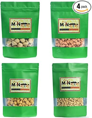 MonBangla Handmade Bori Combo (Urad/Posto/Masoor/Matar Bori, 4 x 250gms)