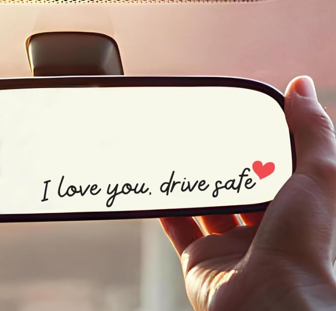 KATINAT 3X I Love You Drive Safe Mirror Sticker Car Stickers for Women Automotive Decals Rear View Mirror Sticker Stocking Stuffers for Women Men I Love You Gifts (ILUDS Black)
