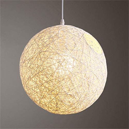 LKJYBG Abat-jour en rotin tissé à la main - Ronde - Concise Vine Ball - Lumière - Boule de rotin - Pour chambre à coucher, salon, cuisine - Blanc - Diamètre : 15 cm Cover