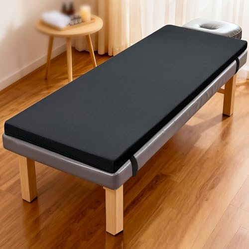 CRAURU Massage Bed Topper 73x29x2 Inch Lash Bed Foam Topper with Removable Cover and Elastic Bands Non-Slip Massage Table Pad for Spa Lash Extensions Salon, Black