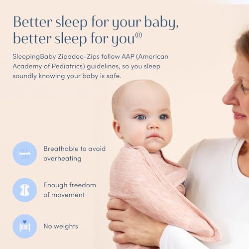 Image of SleepingBaby Zipadee-Zip Transition Swaddle - Cozy Baby Swaddling Blanket with Zipper Convenience - Roomy Wearable Blanket for Easy Diaper Changes - 12-24 Month - Ballet Pink Heather