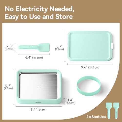 Image of Rolled Ice Cream Maker, Felizbebe Instant Ice Cream Roller Maker with Lid & 2 Spatulas, Food-Grade SUS316 Stainless Steel, Rolled Ice Cream Tray for Frozen Yogurt, Homemade Ice Cream