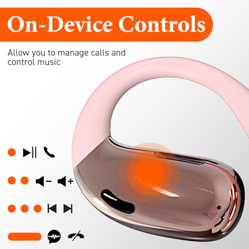 Open Ear Headphones, Wireless Headphones with Smart Digital Display & Mic, Open Ear Earbuds 35H Playtime, Sweat Resistant & Waterproof, Secure Comfortable Fit - Running, Sport, Daily (Rose Gold) - Image 6