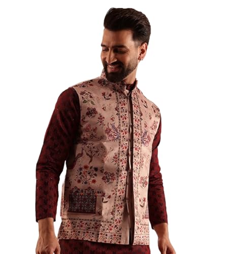Image of SOJANYA (Since 1958 Men's Velvet Nehru Jacket With Paisley Print