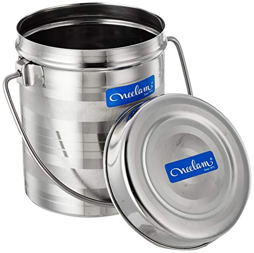 Image of Neelam Stainless Steel 12, 22 Gauge Diamond Milk Pot, 1900 ml, Stainless Steel Storage Can Useable As Steel Dabba, Milk, ghee, Oil Storage, Etc. Heavy Jointless Body, Induction Compatible, Silver