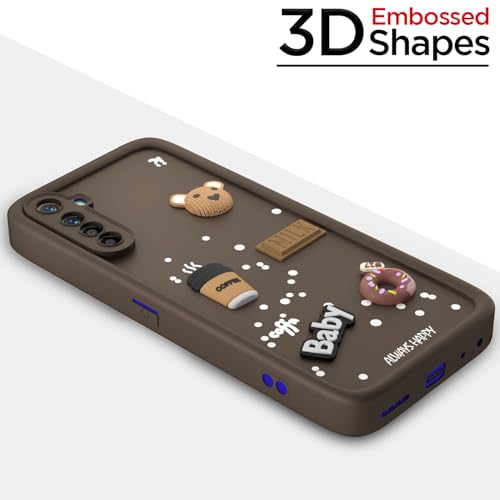 Image of Pikkme Back Cover for Realme XT /Realme X2 | Cute Fun Cartoon 3D Bear Silicone Full Body Protection Bumper Case (Brown)