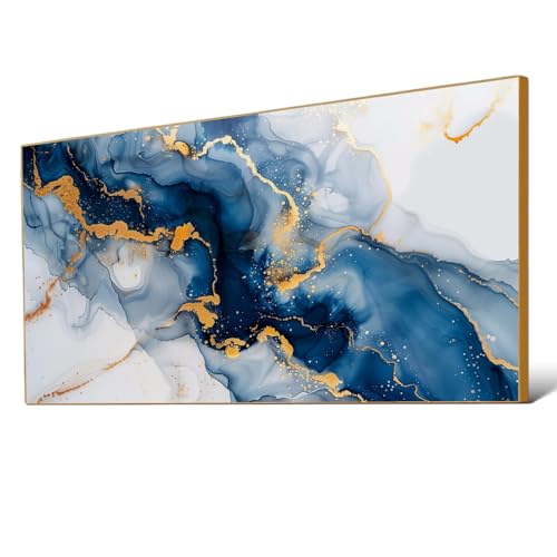 Blue White and Gold Wall Decor,Blue and Gold Abstract Wall