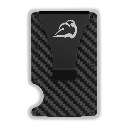 Minimalist Wallet for men- RFID blocking Carbon Fiber money clip wallet (jet black)